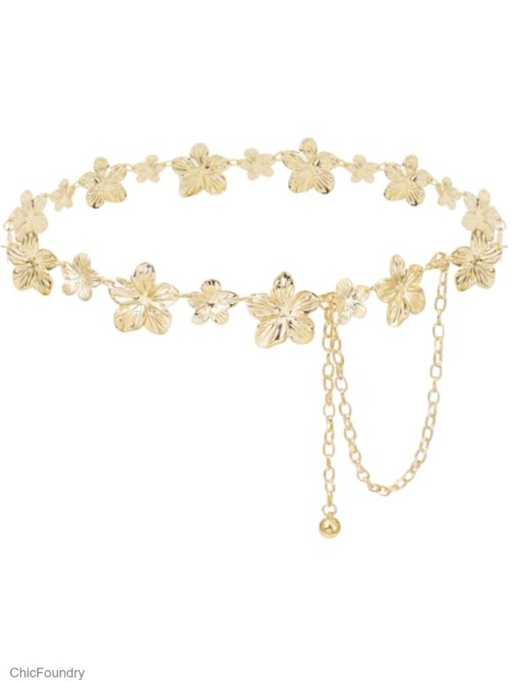 Metal Flower Waist Chain Belt for Dresses | Gold Body Chain